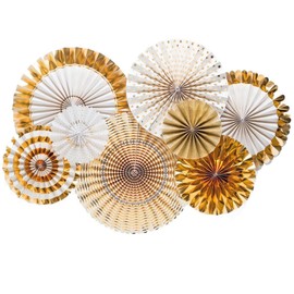 Party Paper Fans Gold Hanging Garland Glitter for Birthday Wedding Baby Shower Bridal Valentine's Day Girl's Decoration 8 Pack