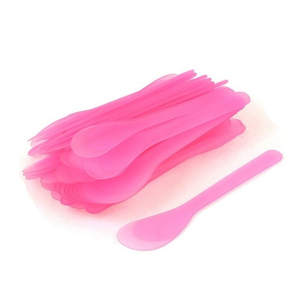 20PCS Facial Mask Spoon-Plastic Disposable Mini Cosmetic Spatula Scoop Face Mask DIY Accessories (Pink)