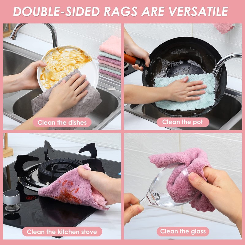 Rachan 11Pack Kitchen Dish Cloths Reusable Dish Towels,Super Absorbent Coral