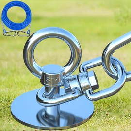 Dog Tie Out Cable and Stake,45FT Heavy Duty Cable,360°Swivel Dog Run- No Tangle,Runner for Yard- Up to 150LBS,Ideal for Outdoor Camping