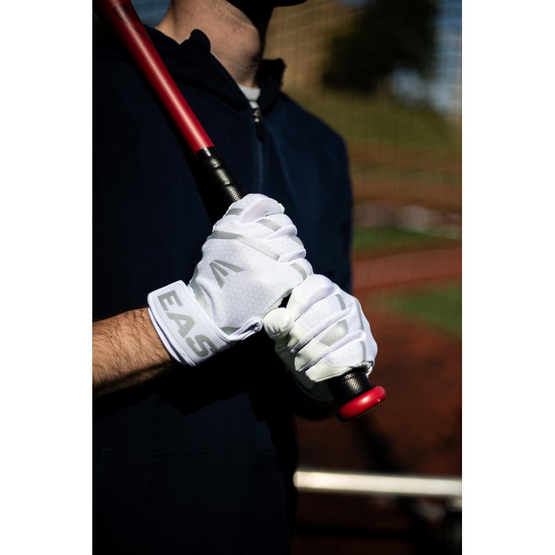 Easton MAV GT Baseball Batting Gloves | White/Navy | Adult