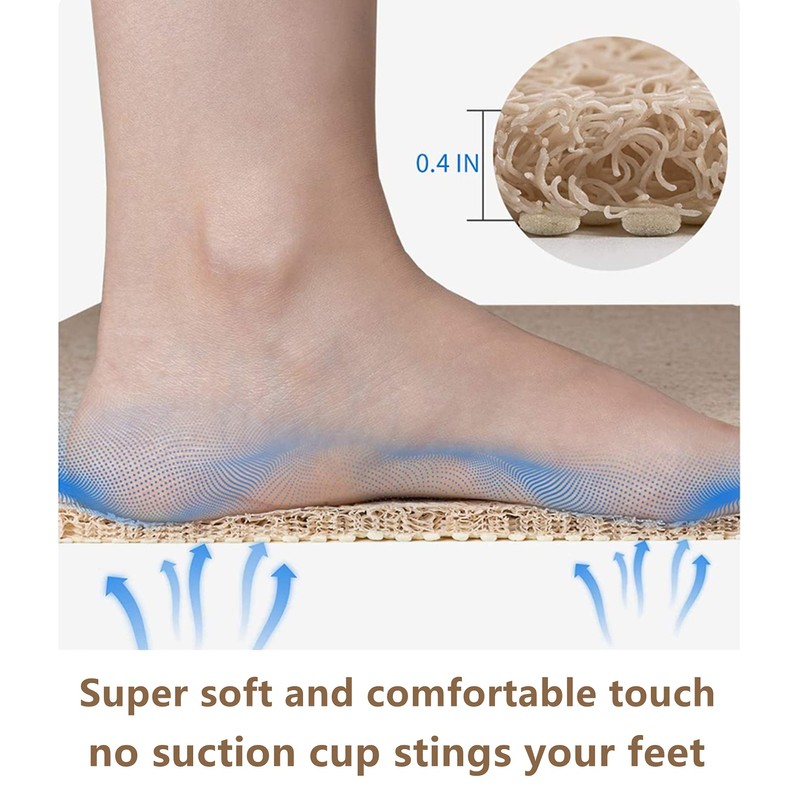 Anti Slip Shower Mat, Soft Textured Bath Mat, Easy Drain