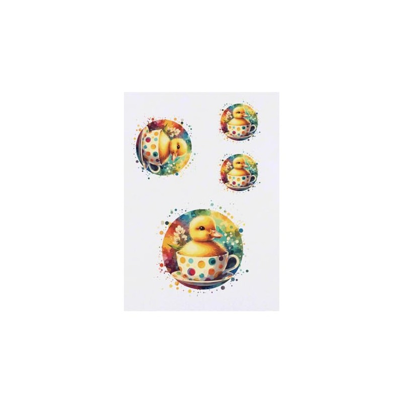 4 x 'Duckling In A Teacup' Temporary Tattoos - Water