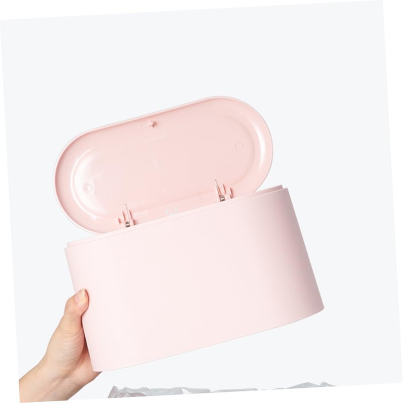 Operitacx 1pc Mini Desktop Trash Can Pink Simple Design Press