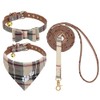 EXPAWLORER Dog Collar and Leash Set - Embroidery Pawprints Plaid