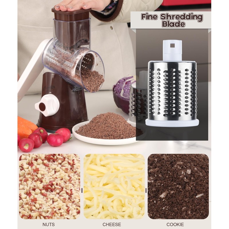 Ourokhome Rotary Cheese Grater Hand Crank, Kitchen Shredder Speed Mandolin