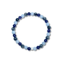 Majas Perlen Armband Neuanfang Aquamarin Amethyst Labradorit echt 6mm mit 925er Sterling Silber 5mm facettiert - Größe 16 bis 18cm - Handmade Perlenarmband - Spiritueller Schmuck Unisex