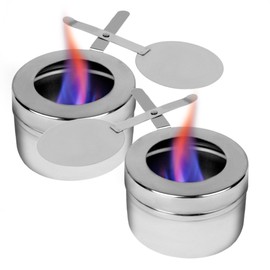 CHEFQ Stainless Steel Chafing Wick Fuel Holders with Safety Cover - Chafer Canned Heat Fuel Box Perfect for Buffets, Barbecue and Catering Events (Silver-2Pack)
