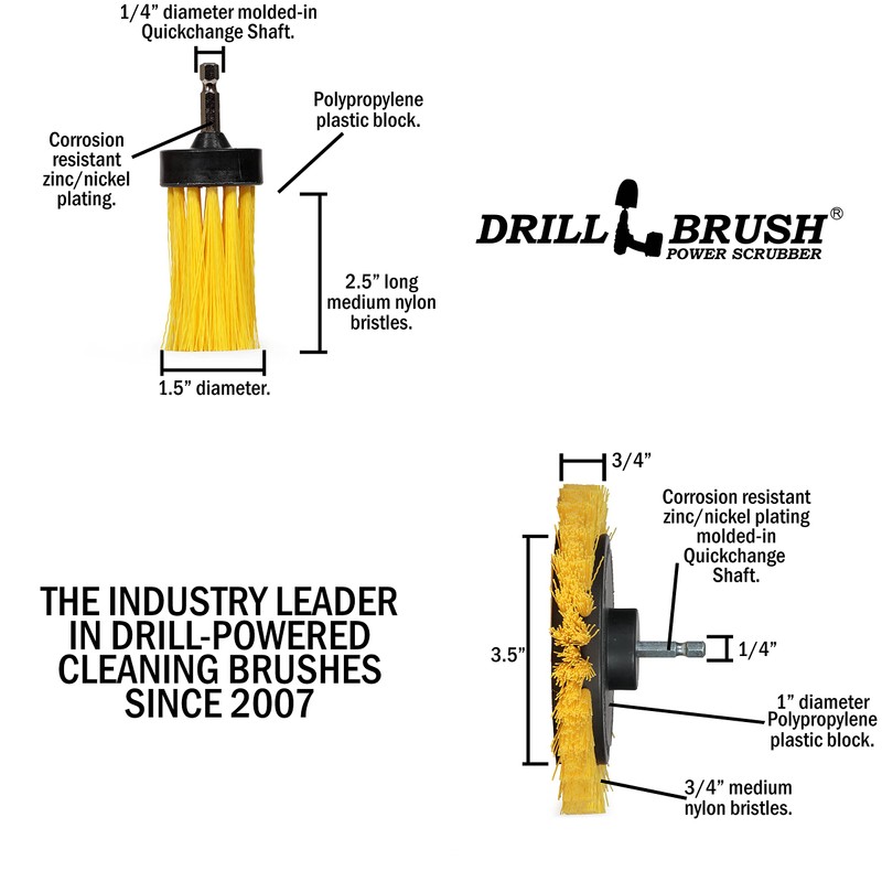 Tile and Grout Cleaning Drill Brush Set - 3 pack