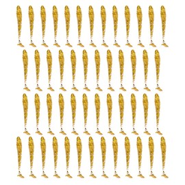 50 Pieces Gold Soft Plastic Ttail Grub Worm Bait Fishing Accessories Great for Catching Bass Trout Salmon