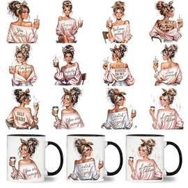 UV DTF Cup Wrap - 12 Sheets Lady Cup Wrap Decals - Removable - DIY UV DTF Tumbler Wraps for Mug Cups, Trendy Aesthetic Designs for Teens Adults