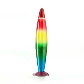 Rainbow Urban Shop, 16" Rainbow Lava Motion Volcano Lamp, White Wax, Rainbow Painted Met