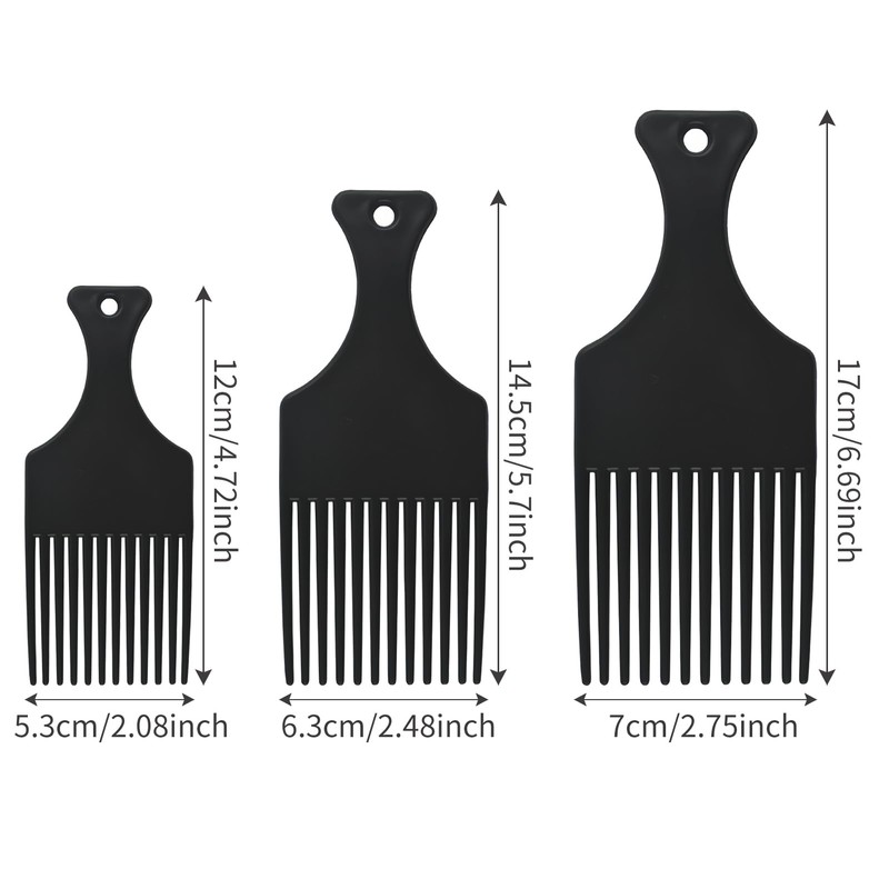 3 Pcs Afro Hair Comb, 3 Sizes Afro Combs Set,