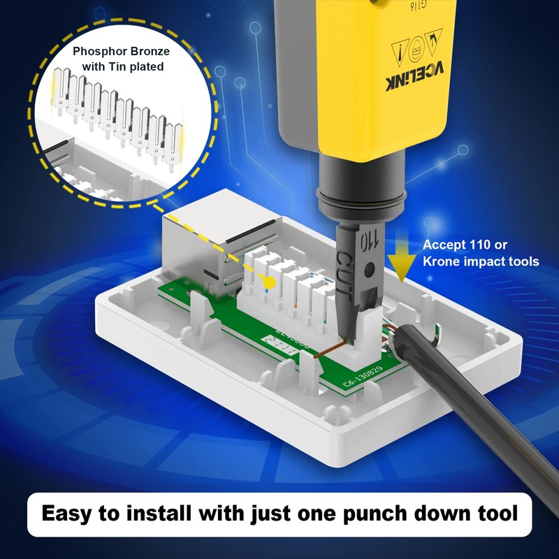VCELINK Cat6 RJ45 Surface Mount Box Shielded 1-Port, Compatible with