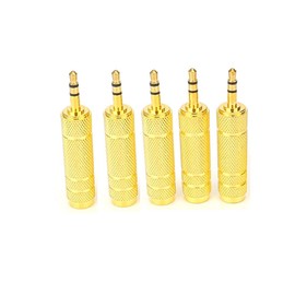 Eledabra 1/4'' to 3.5mm Stereo Headphone Adapter for Audio Connector Cable, 3.5mm(1/8'') Plug Male to 6.35mm (1/4'') Jack Female Stereo Adapter for Headphone, Amp Adapte -5PCS