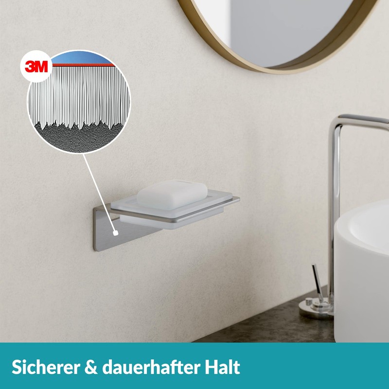 WEISSENSTEIN Seifenschale Wandmontage Ohne Bohren aus Glas - Seifenablage mit