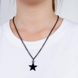 JAZTAKU Black Star Y2K Necklace Stainless Steel Gothic Star Pendant Necklace Punk Biker Hip-hop Jewelry for Men Women