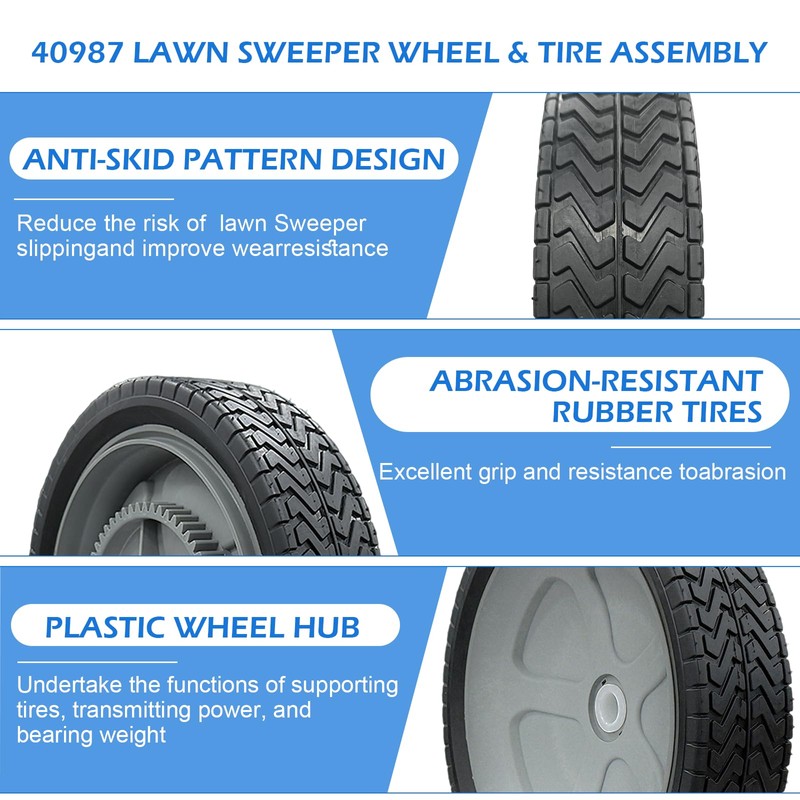 40987 Lawn Sweeper Wheel & Tire Assembly Compatible with Agri-Fab