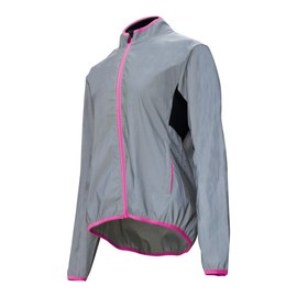 bpbtti Women's Reflective Safety Running Cycling Jackets Lightweight Windbreaker (Reflex Silver/Magenta, Small)