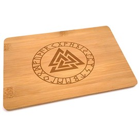 Samunshi® Wooden Board with Engraving Valknut Runes Bamboo Board Chopping Board Small Bread Board Wooden Chopping Boards Wooden Board Kitchen