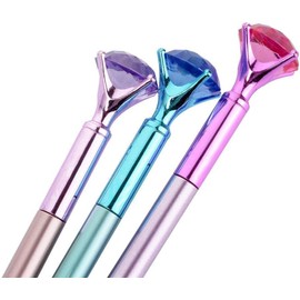 queenland 8 Pack Big Diamond Gel Pen Set Blue Ink Ballpoint Pen with 0.5 MM Point Gel Ink Rollerball Pen Kit School Office Stationery