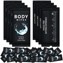 Treela 300 Pcs Large Body Wipes Bulk Deodorant Travel Size for Homeless Care Package Supplies Individually Wrapped Adults Bathing No Rinse Wet Wipes Men Women Hygiene Items(7.09" X 9.84",Black)