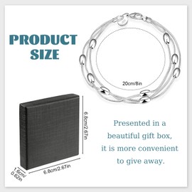 Silver Bracelet for Women 925 Sterling Silver Bracelets Layered Charm Bracelets Friendship Bracelet for Girls Women's Jewellery (Triple Layered)