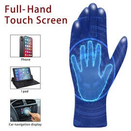 Harssidanzar Leather Gloves Women, Winter Warm Fleece Lining Touchscreen Vintage Finished GL018UK5,Blue,Size M