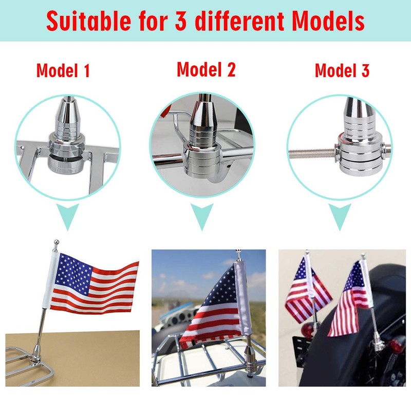 MASION 6 x 10 Motorcycle Red American Flag and Flagpole