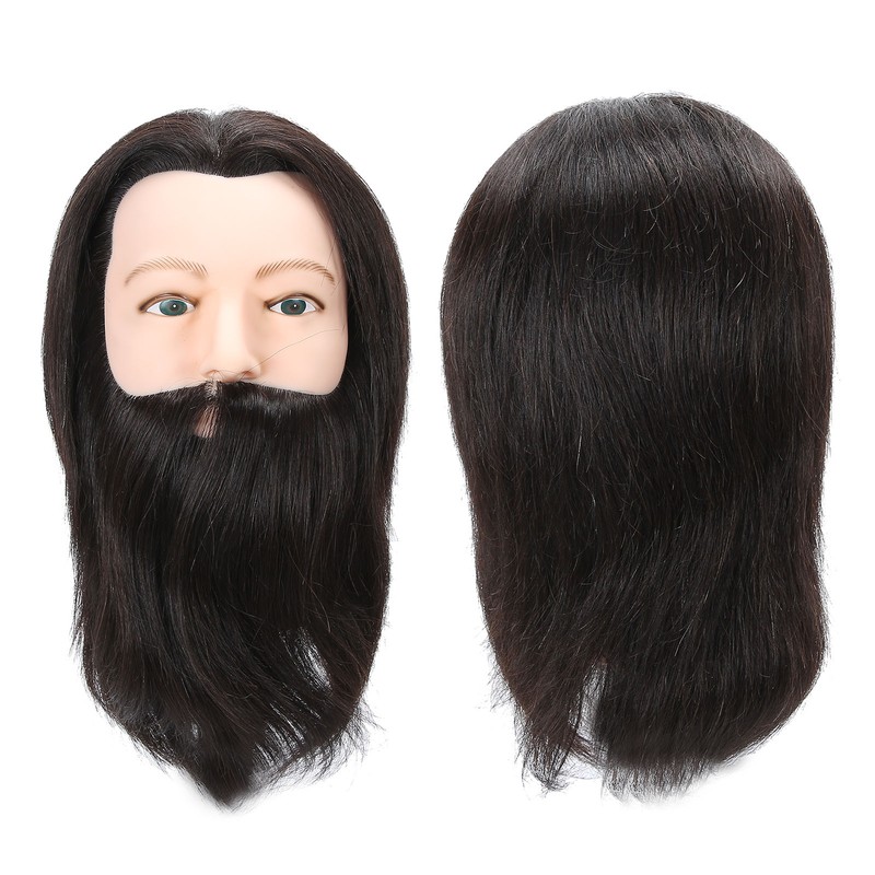 Salon Male Mannequin Head Human Hair Practice Hairdressing Training Head