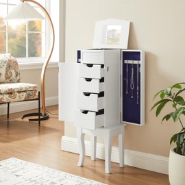 Powell Dorthy White Wooden Jewelry Armoire with Shutter Style Front