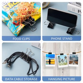 DAGONGREN 100 Pcs Binder Clips Assorted Sizes, Metal Clips for Office, Paper Clamps 6 Size, X Large, Large, Medium, Small, Mini and Micro