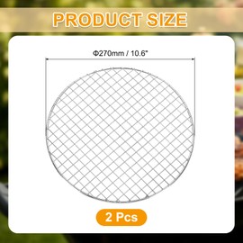 sourcing map 2 Pcs Round Cooking Rack, Dia 10.6 Inch Stainless Steel Grill Grate Cross Wire Barbecue Grill for Cooking Baking Air Fryer Racks, Silver