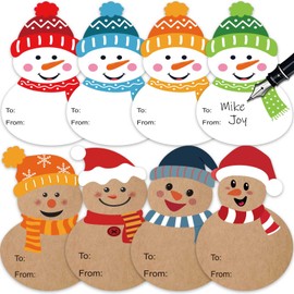 144 PCS Gift Tags for Christmas Presents, 2x3 Inch Name Tags for Christmas Presents, Snowman Christmas Labels Stickers Self Adhesive, Christmas Name Tags Stickers for Gift Wrapping Paper