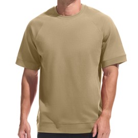 VEIISAR Premium Men’s T-Shirt – Heavy Weight 220gsm Micro-Pique Cotton Blend | Stretch Fabric | Casual & Sport Tees for Men Khaki XL