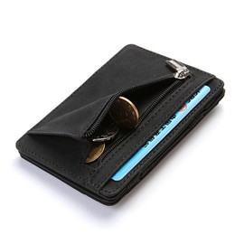 GRTUFOBA Card Case, Thin Card Case, Large Capacity, PU Leather, Small Wallet, Card Case with Coin Purse, Double-Sided Storage, Credit Card Case, Unisex, Black