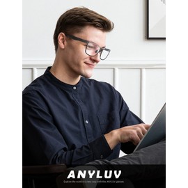 ANYLUV Blue Light Glasses Men/Women, Working Blue Light Blocking Glasses, Relieve Eyestrain-Carbon fiber Gunmetal