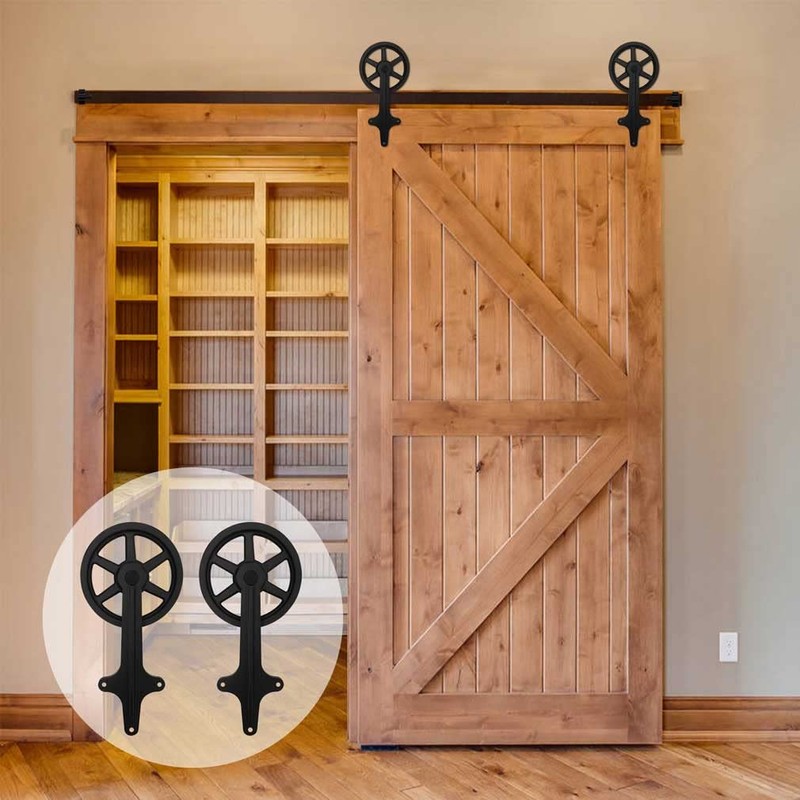 CCJH 6ft Heavy Duty Sturdy Sliding Barn Door Hardware Kit