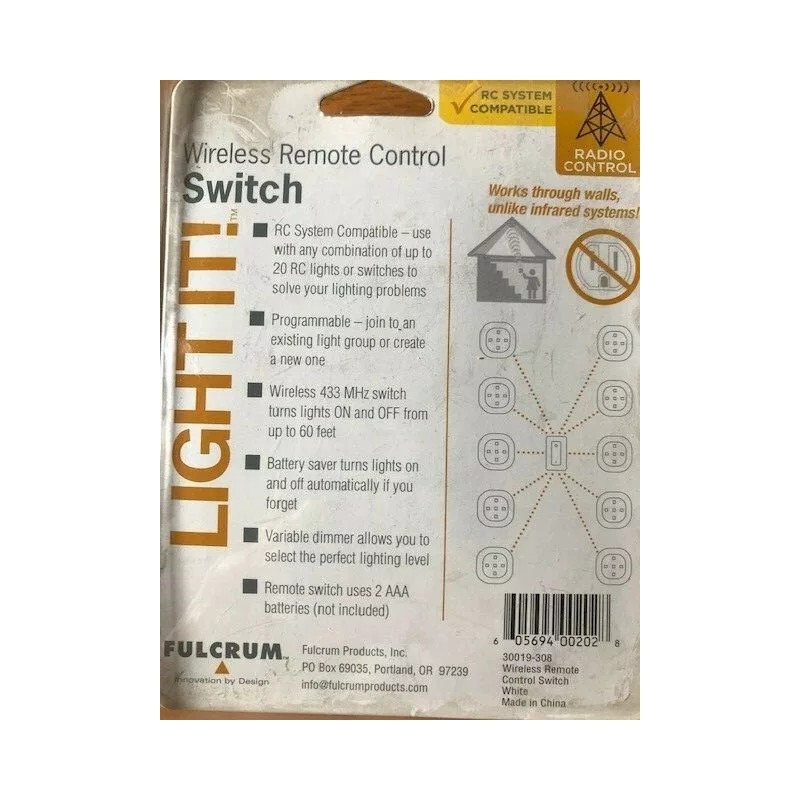 Fulcrum Light It! Fulcrum 30019-308 Wireless Remote Control Switches (SET