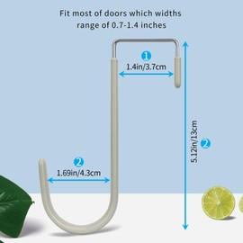 FYY Over The Door Hooks, 4 Pack Door Hangers Hooks with Rubber Prevent Scratches Heavy Duty Organizer Hooks for Living Room, Bathroom, Bedroom Hanging Clothes, Towels, Hats, Coats, Bags Grey