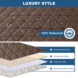 TAOCOCO 100% Waterproof Recliner Cover - Recliner Cover with Non-Slip Granule, Recliner Chair Covers with Elastic Band, Recliner Chair Covers for Reclining Chair(Brown, Small-22'')