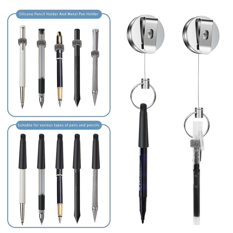 Yeruvce 1 Pack Heavy Duty Retractable Pen Holder with Pull