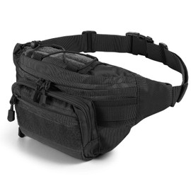 DYJ Tactical Waist Pack Bag Military Waist Pack Portable Fanny Packs Large Army Waist Bag for Daily Life Fishing Cycling Camping Hiking Traveling Hunting Shopping (Black-2)