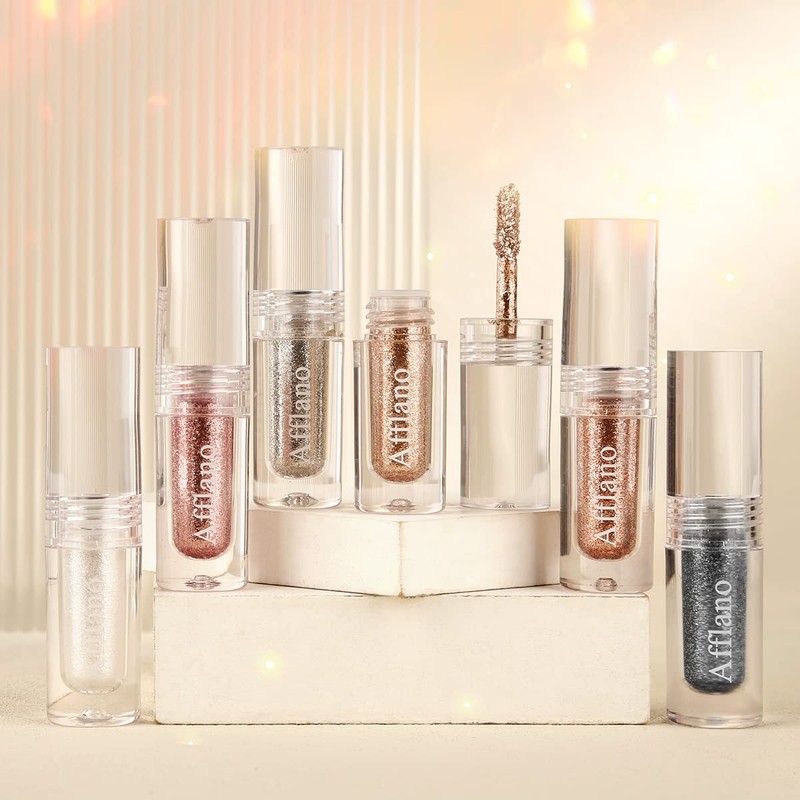 DE'LANCI Diamond Champagne Liquid Eyeshadow Glitter, Intense Metallic Shine Liquid