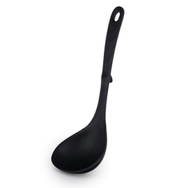 Hinomaru Collection Black Matte Melamine Soup Spoon Won Ton Noodle Soba Soup Spoons for Home or Restaurant Kitchen Supply (6, 8"L)