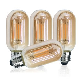 CTKcom T45 E26 Amber Antique LED Edison Light Bulb,T14 LED Tubular Vintage Antique Dimmable led Bulb,4 Watt 120V 2200K Warm White 180 lumens 40 Watt Equivalent,4 Pack