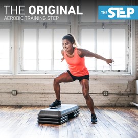 Freestyle STEP The Original Exercise Step Platform, Health Club Size Stepper for Exercise at Home with 6 Stackable Risers for Height Adjustments