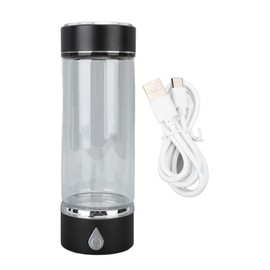Hydrogen Water Bottle 420ml PCTG PEM SPE Technology Rechargeable Portable Hydrogen Rich Water Generator Cup for Home Fitness Office Travel Black