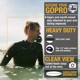 Ho Stevie! Armband Leash for GoPro Cameras and Mouth Mounts - Clear POV Video with Coiled Leash