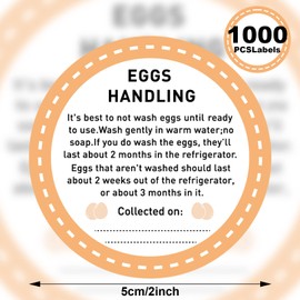 1000 Pcs Farm Fresh Eggs Carton Labels Stickers 2 Inch Egg Care Handling Stickers Bulk Self Adhesive Writable Egg Packaging Stickers Sign for Chicken Quail Eggs Farmhouse